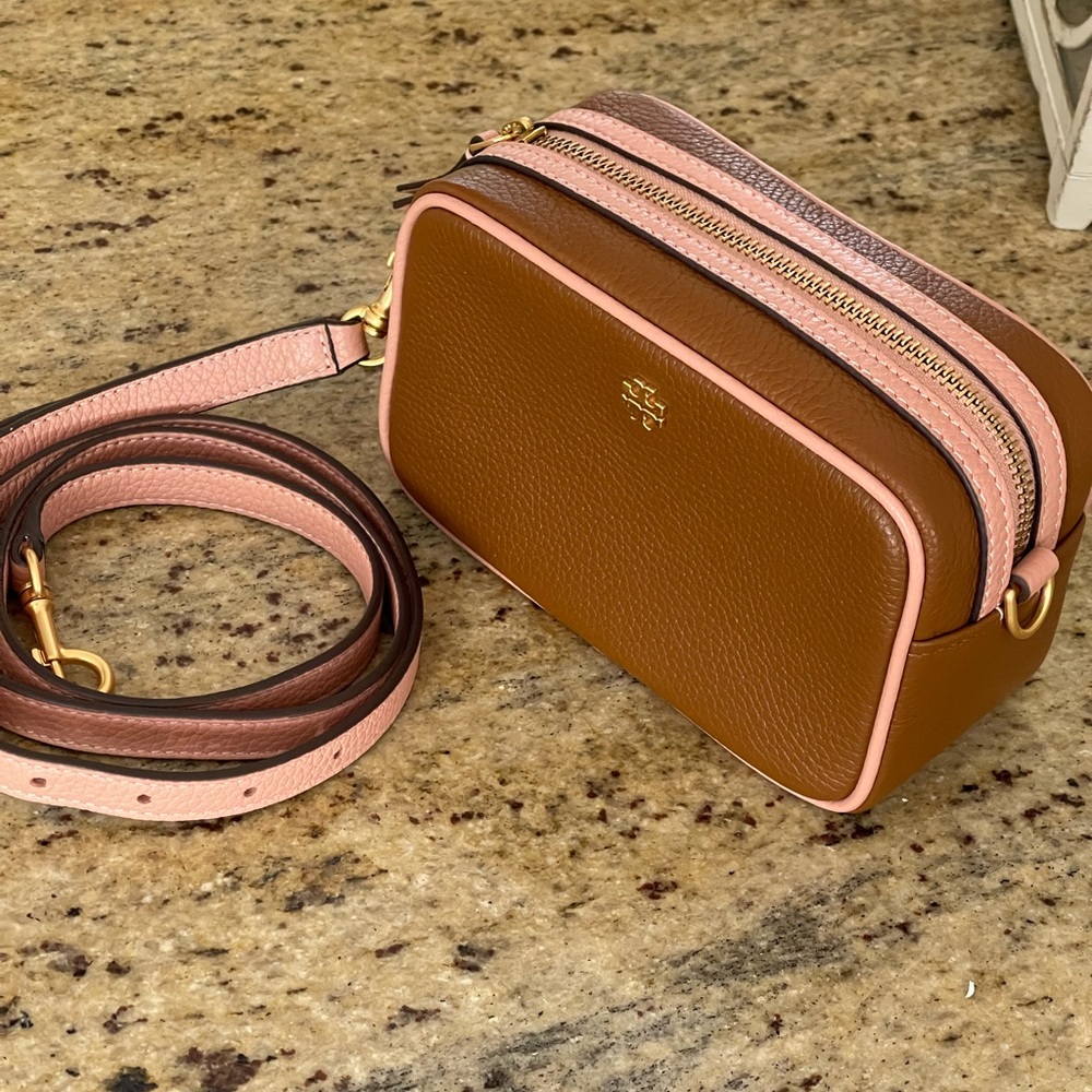 New ❤️ tory Burch leather camera bag crossbody brown - Picture 2 of 11